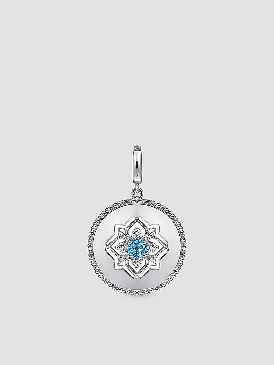 Gabriel & Co Women's Bujukan Sterling Silver, Blue Topaz & White Sapphire Medallion - Sterling Silver