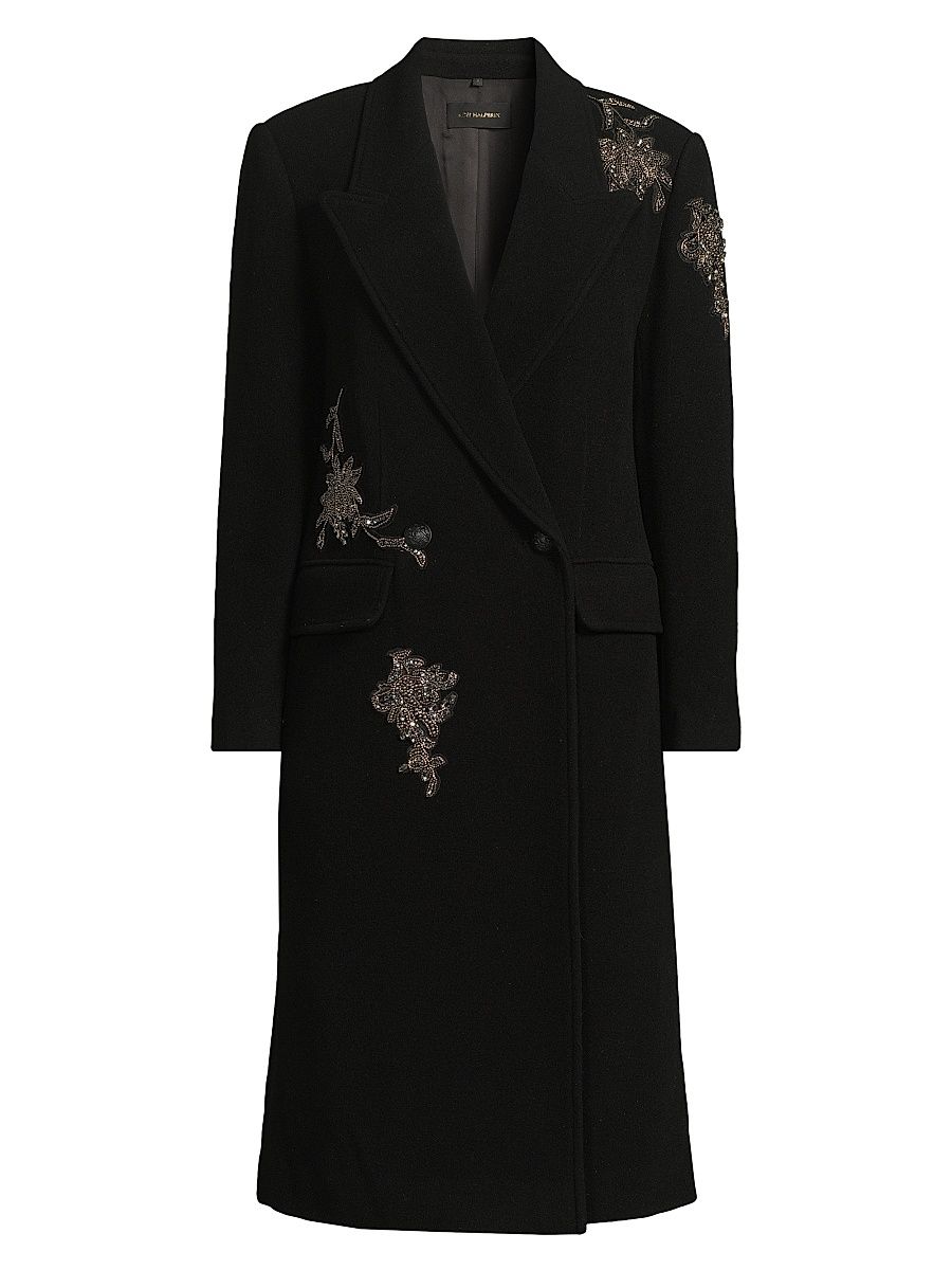Women's Mayer Double-Faced Wool Double-Breasted Coat - Black - Size Medium