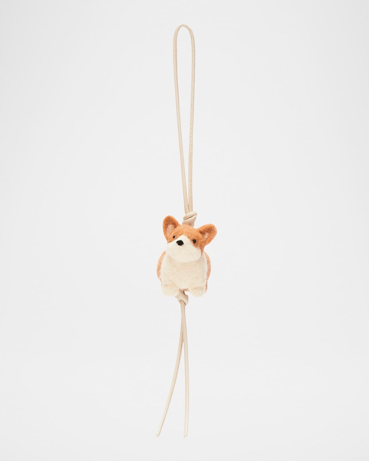 Corgi Charm in Leather and Wool