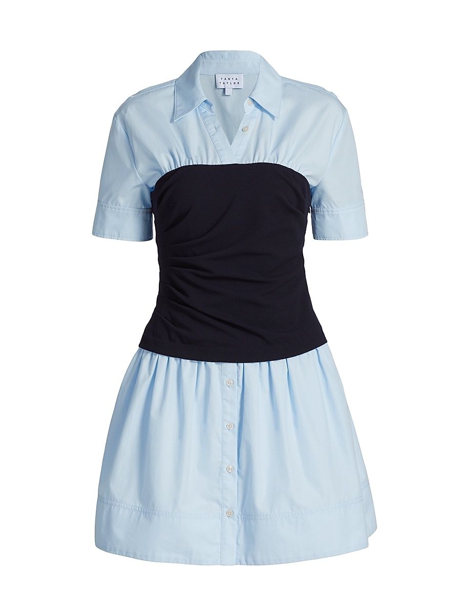 Women's Leanne Two-Tone Shirtdress - Oxford Blue Maritime Blue - Size 12