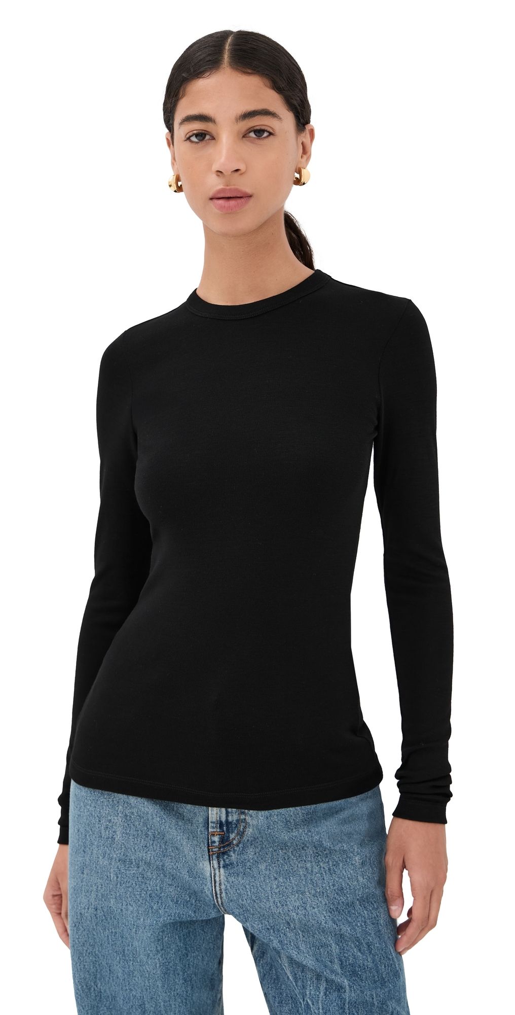 Róhe Fine Merino Long Sleeve Top Black 36
