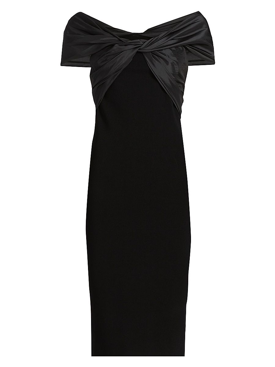 Women's Mia Off-The-Shoulder Cut-Out Midi-Dress - Black - Size Large