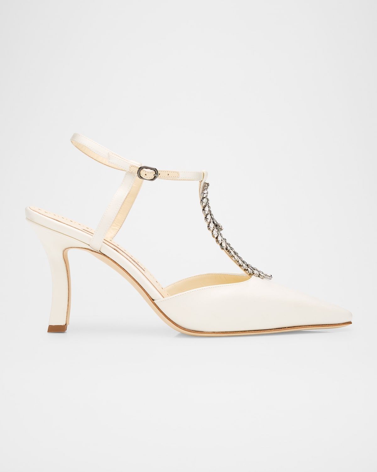 Sufik Embellished Satin T-Strap Pumps