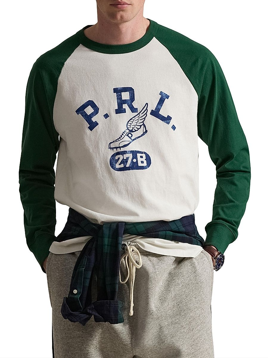 Men's Logo Cotton Jersey Long-Sleeve T-Shirt - White New Forest - Size XL