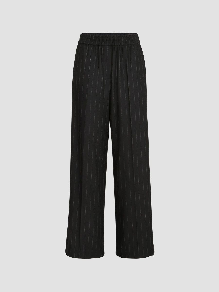 Brunello Cucinelli Women's Comfort Virgin Wool Dazzling Chalk Stripe Loose Track Trousers - Blue - Size 4