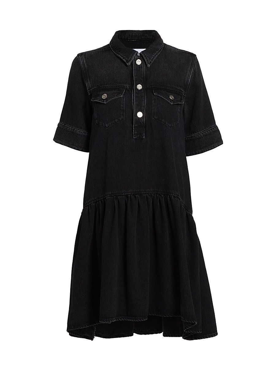 Women's Denim Mini-Shirtdress - Black Washed - Size 14