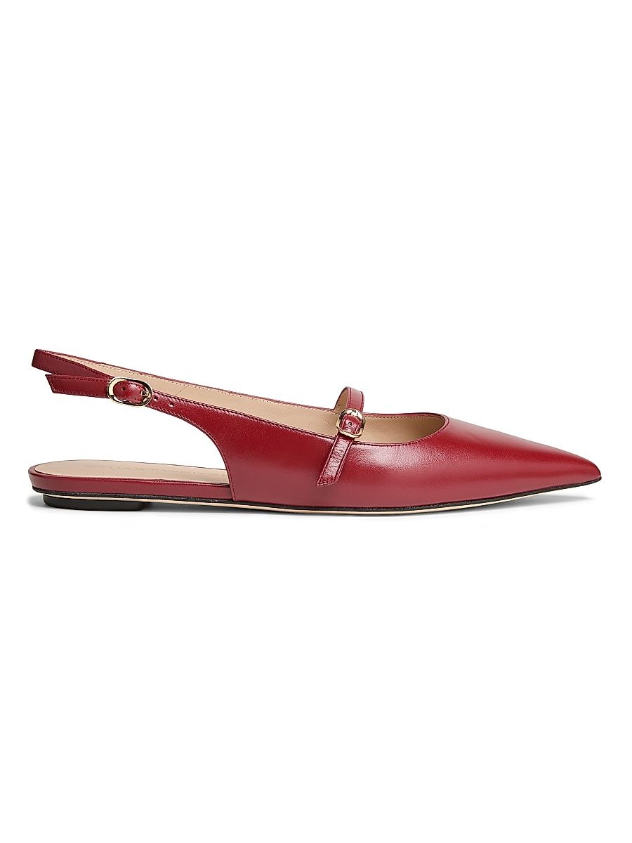 Women's Emilia Leather Mary Jane Slingback Flats - Chile - Size 8