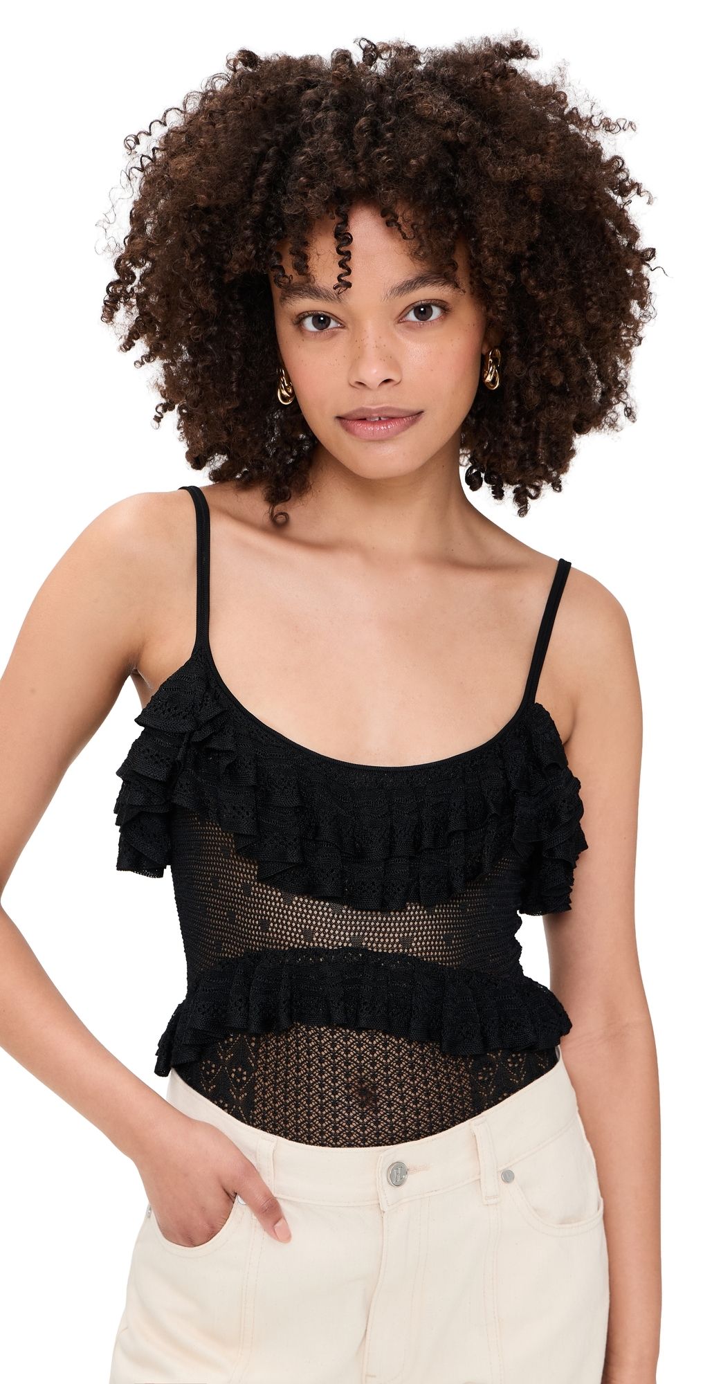 Ulla Johnson Bania Knit Bodysuit Pearled Ivory XL