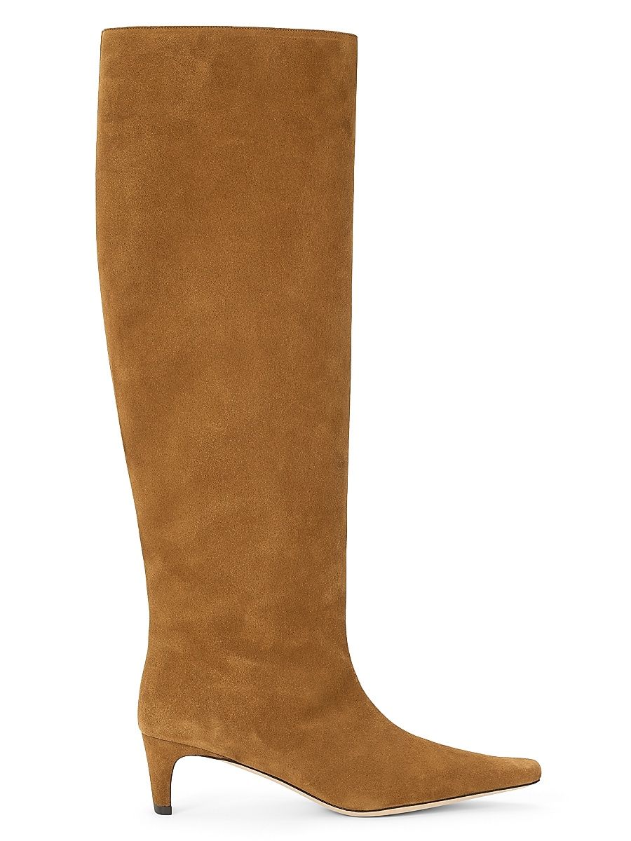 Women's Wally 55MM Suede Wide-Calf Knee-High Boots - Tan - Size 10