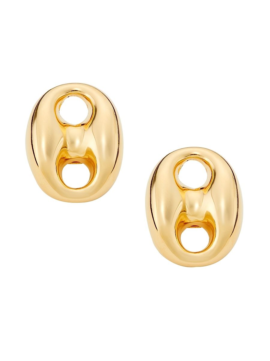 Women's 14K Yellow Gold Puffy Mariner-Link Stud Earrings - Gold