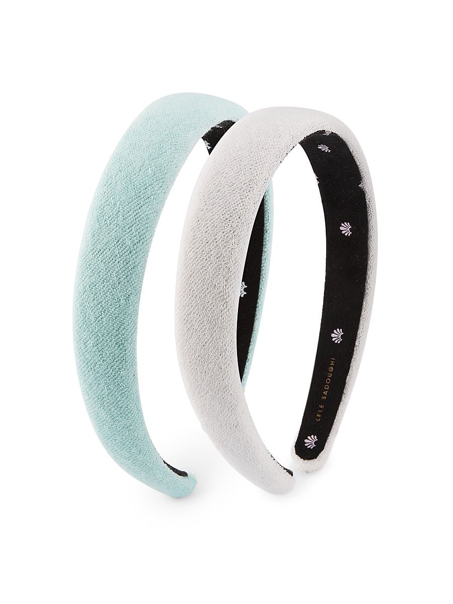 Women's Palm Beach Charlotte 2-Piece Terry Cloth Headband Set - Ivory Sea Foam
