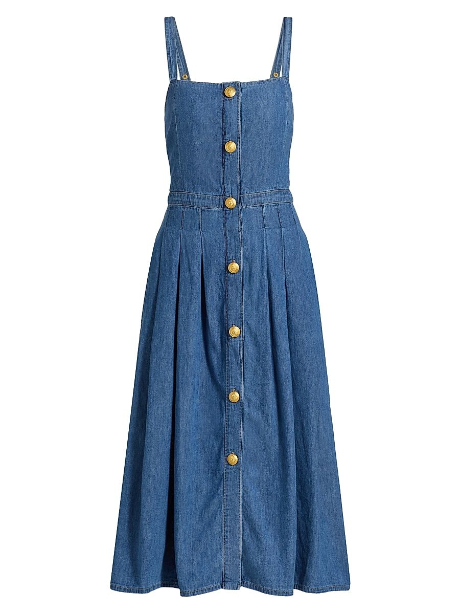 Women's Esmeralda Denim Pinafore Midi-Dress - Stokes - Size 2