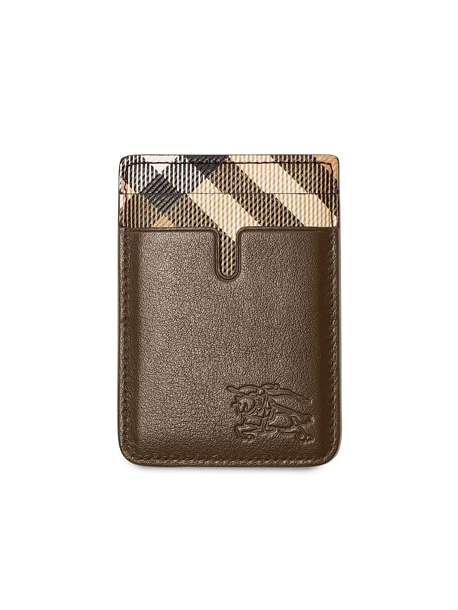 Men's EKD & Check Leather Phone Card Case - Sand