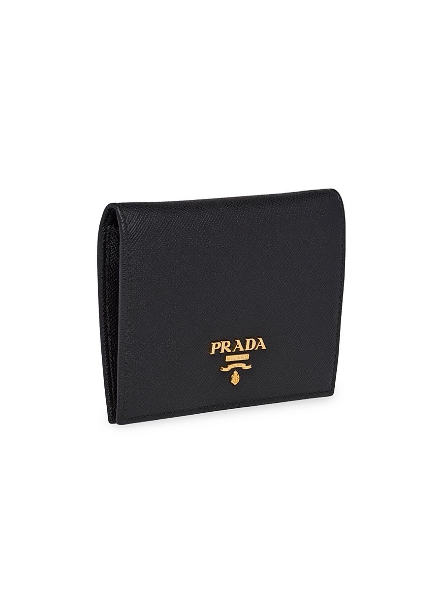 Women's Small Saffiano Leather Wallet - Black