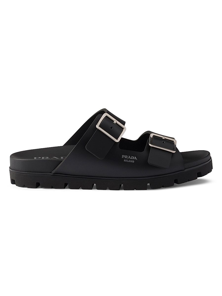 Men's Rubber Strap Slides - Black - Size 12.5