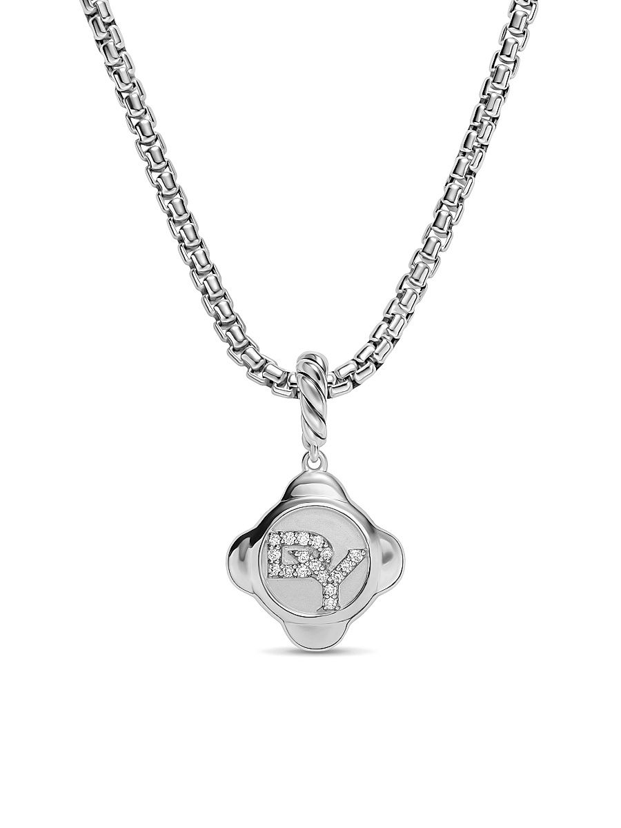 Women's Cable Collectibles Logo Amulet in Sterling Silver with Diamonds, 13.7MM - Diamond