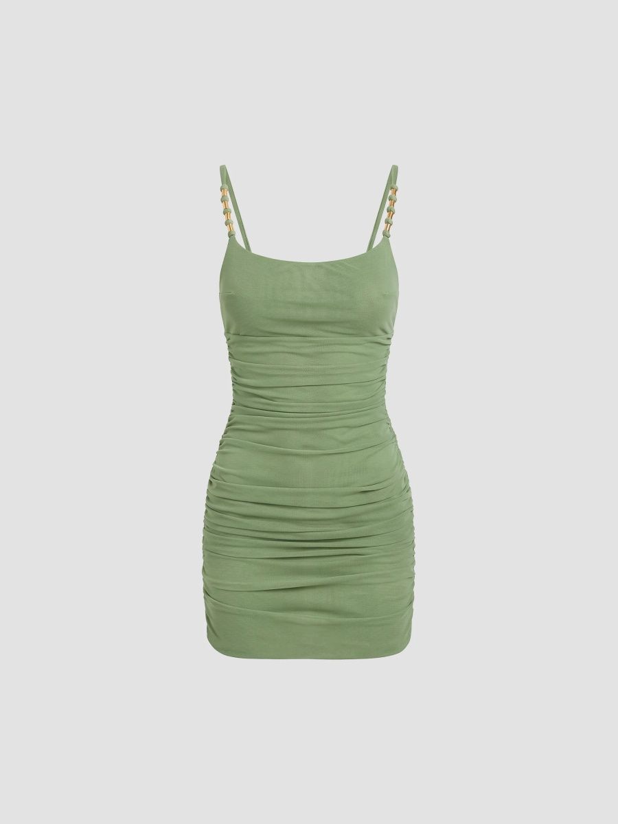 ViX by Paula Hermanny Women's Lorena Ruched Mini Dress - Green - Size XL