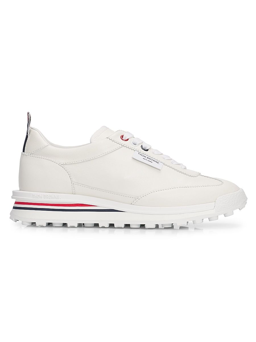 Women's Soft Tech Leather Runner Sneakers - White - Size 9