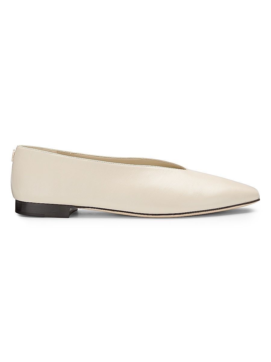 Women's Margot Shiny Leather Ballet Flats - Bone - Size 12