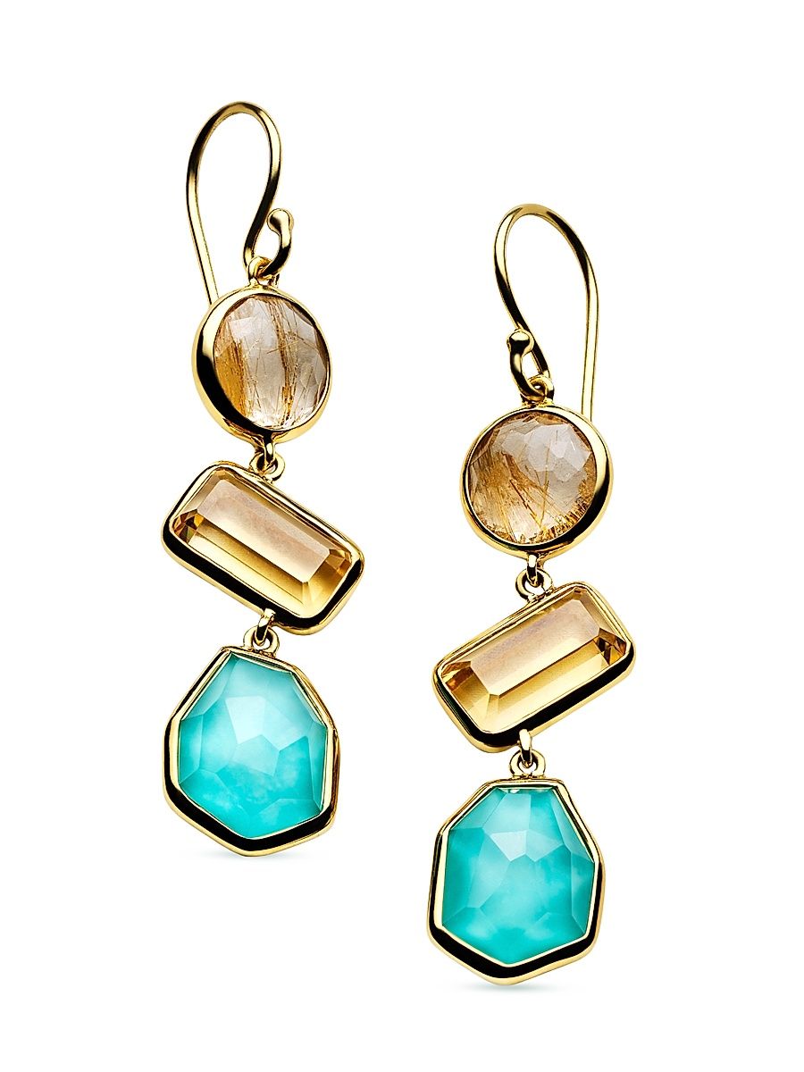 Women's Rock Candy 18K Yellow Gold & Multi-Stone Drop Earrings - Gold