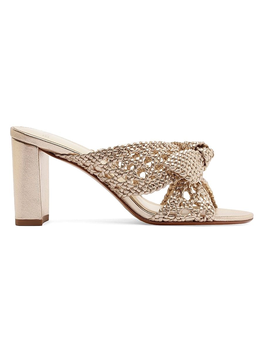 Women's Belinda 75MM Woven Leather Mules - Golden - Size 8.5