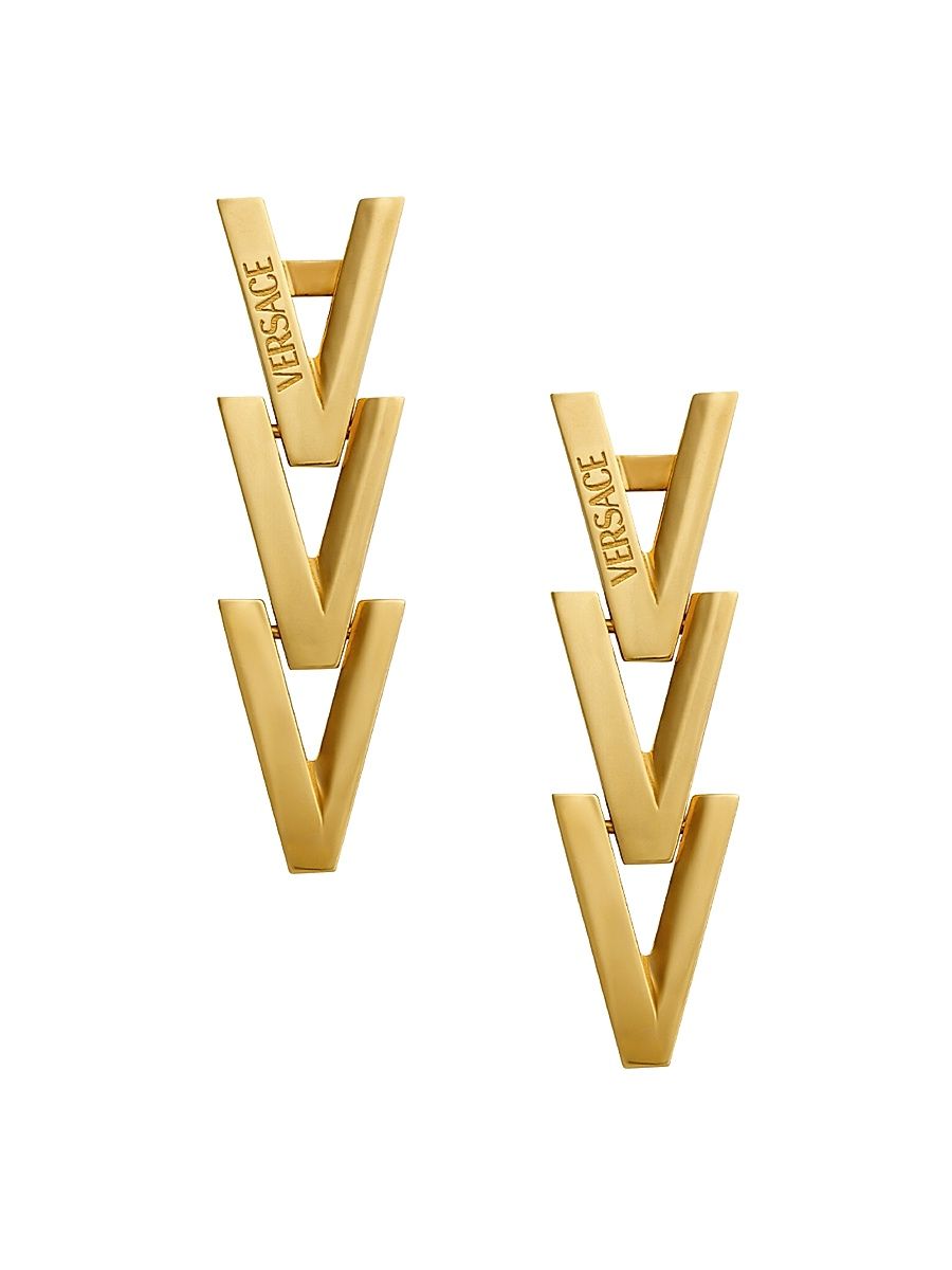 Women's Goldtone V Logo Earrings - Versace Gold