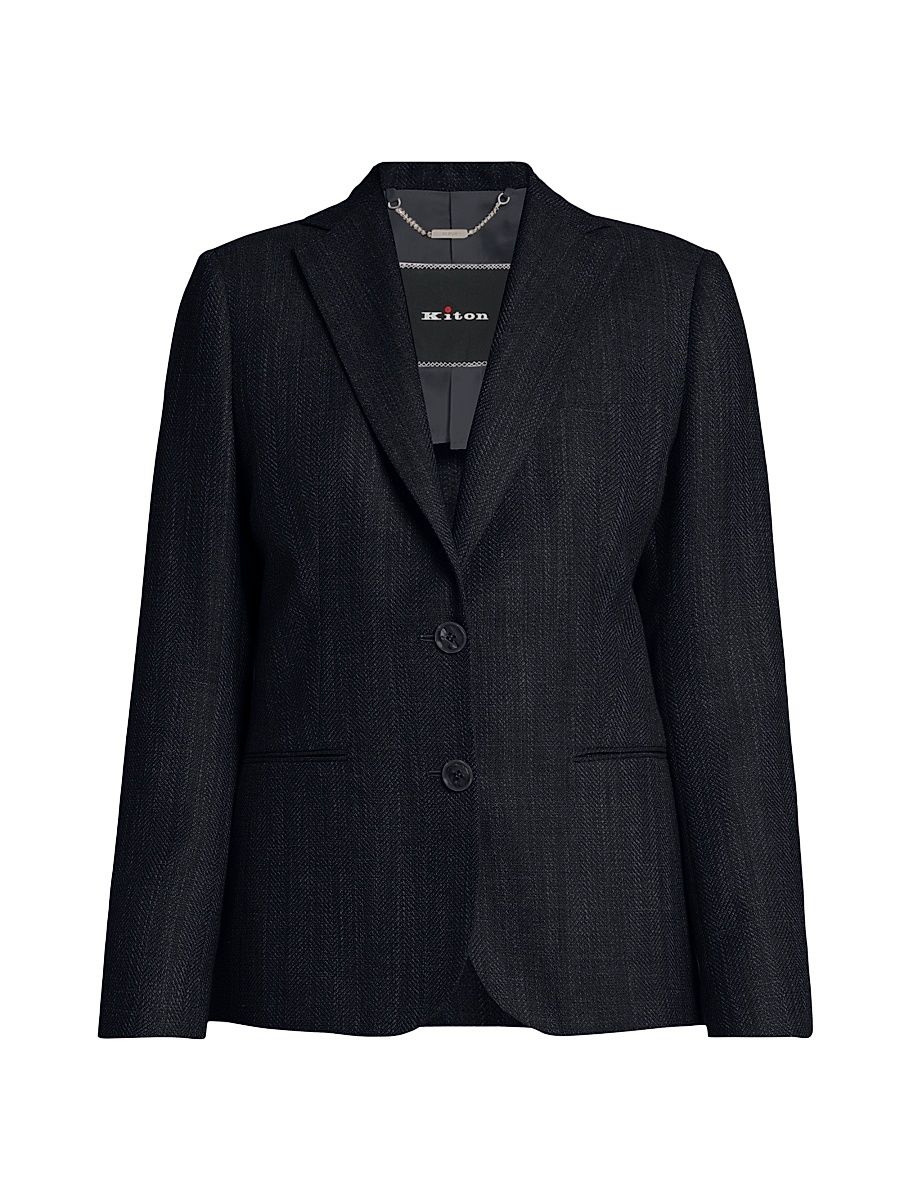 Women's Wool Single-Breasted Blazer - Navy - Size 10