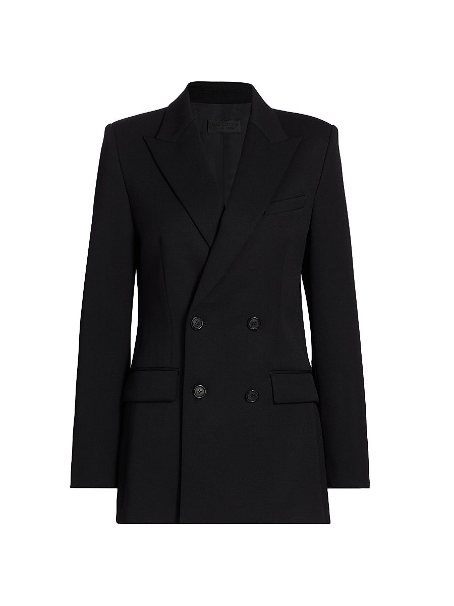 Women's Weston Wool Double-Breasted Blazer - Black - Size 8