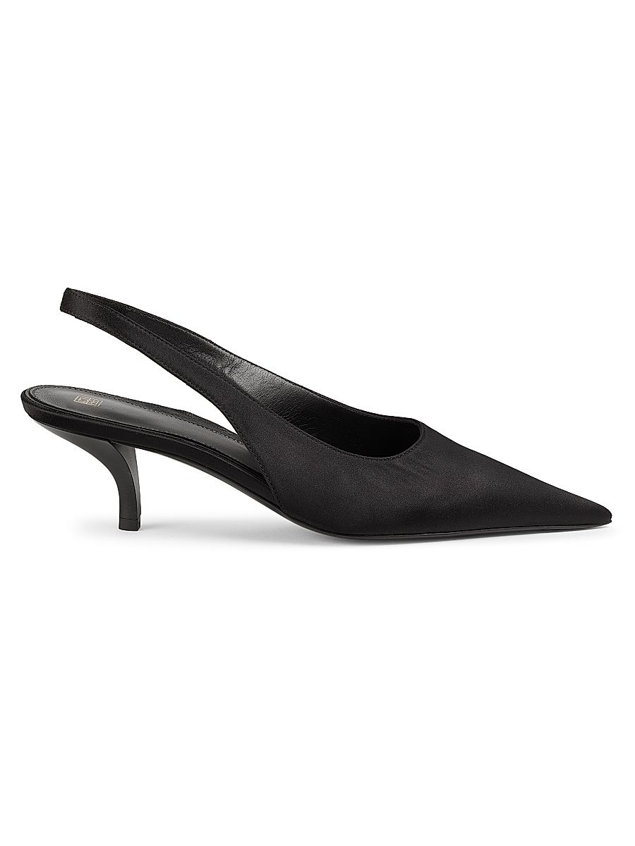 Women's 55MM Satin Slingback Pumps - Black - Size 12