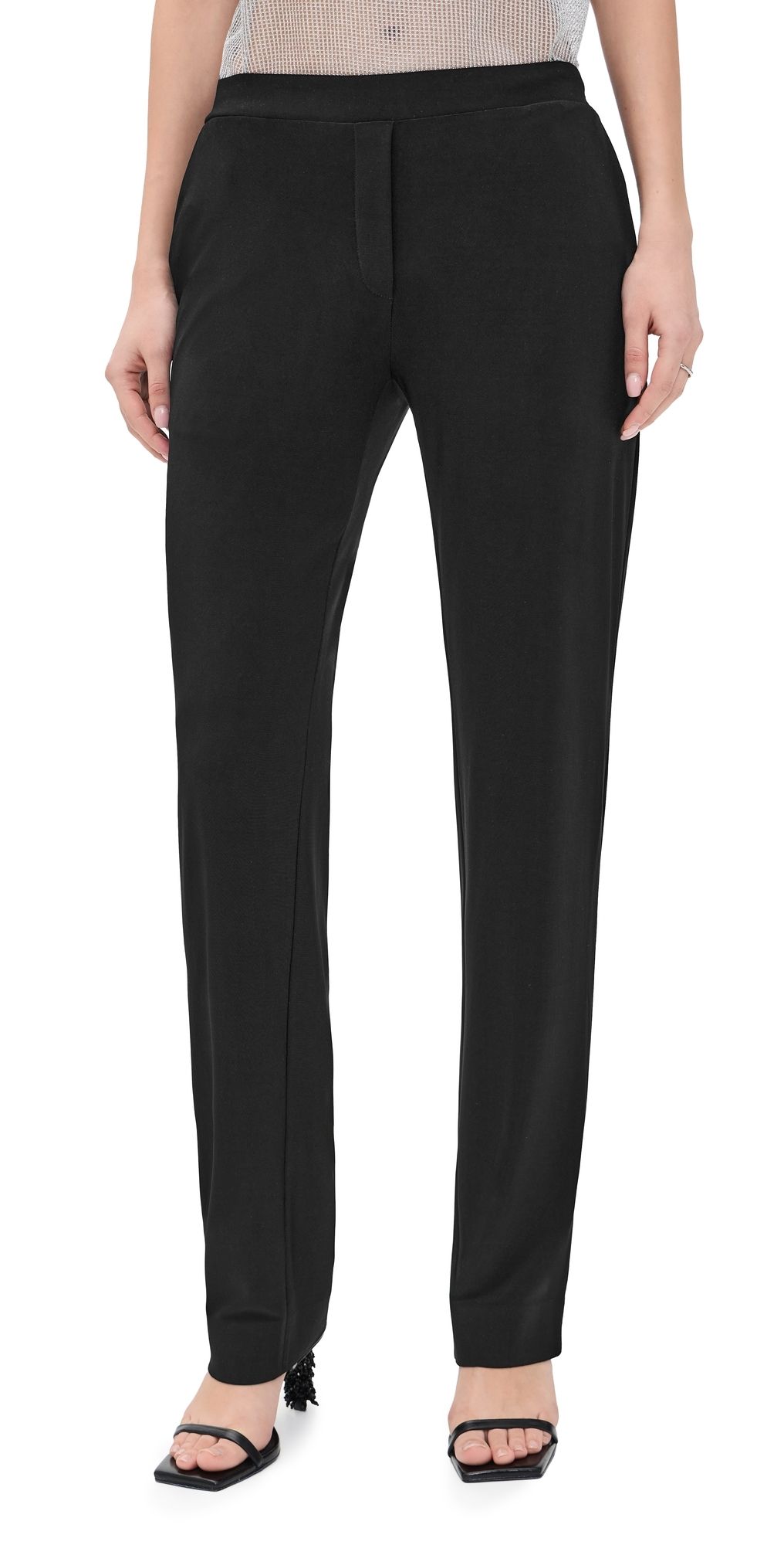Norma Kamali Flat Front Mens Pants Black S