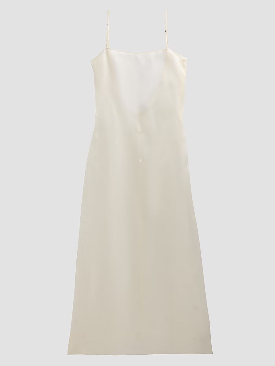 Women's Papillon Laser Cut Organza Long Dress - Ecru - Size Large