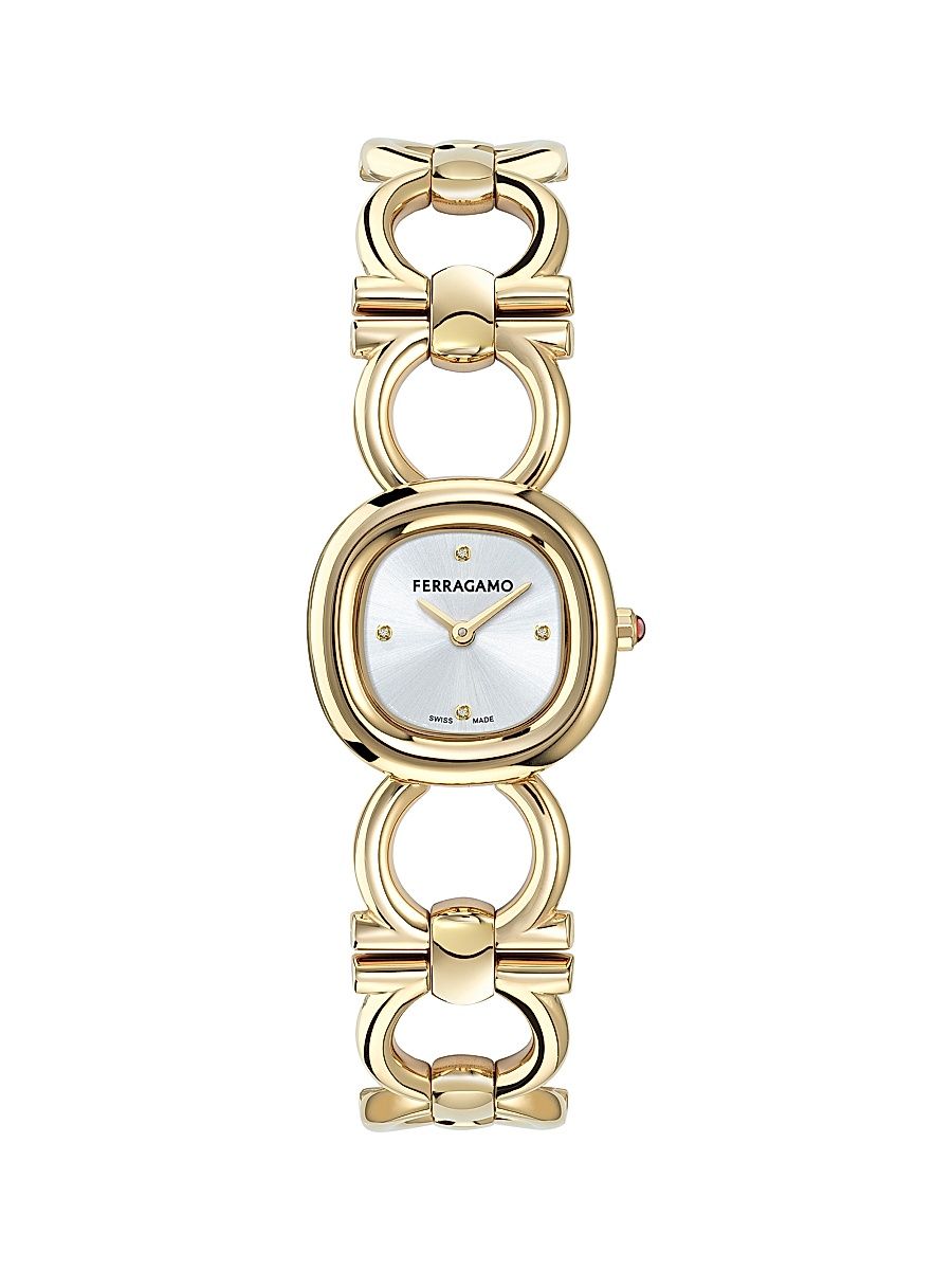 Women's Double Gancini Goldtone Stainless Steel Bracelet Watch/25MM - Yellow Gold