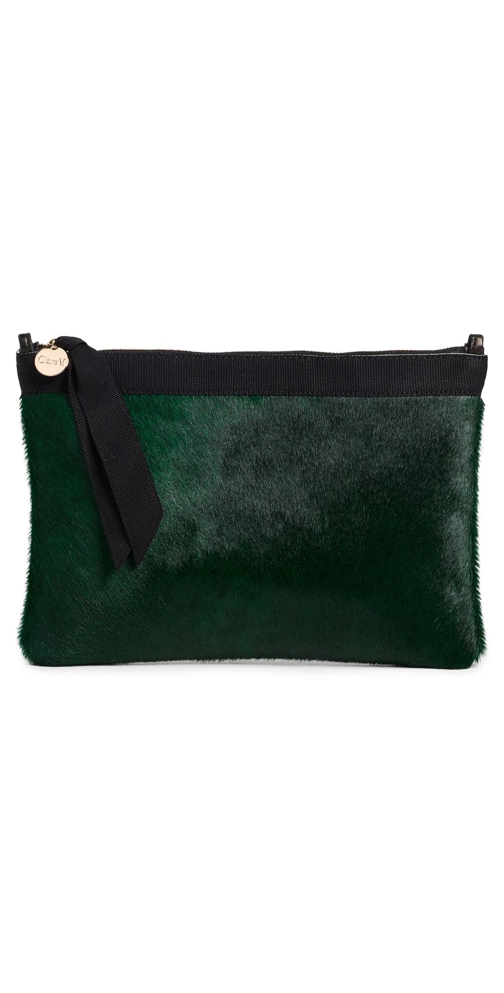 Clare V. Haircalf Flat Clutch Bottle Green One Size