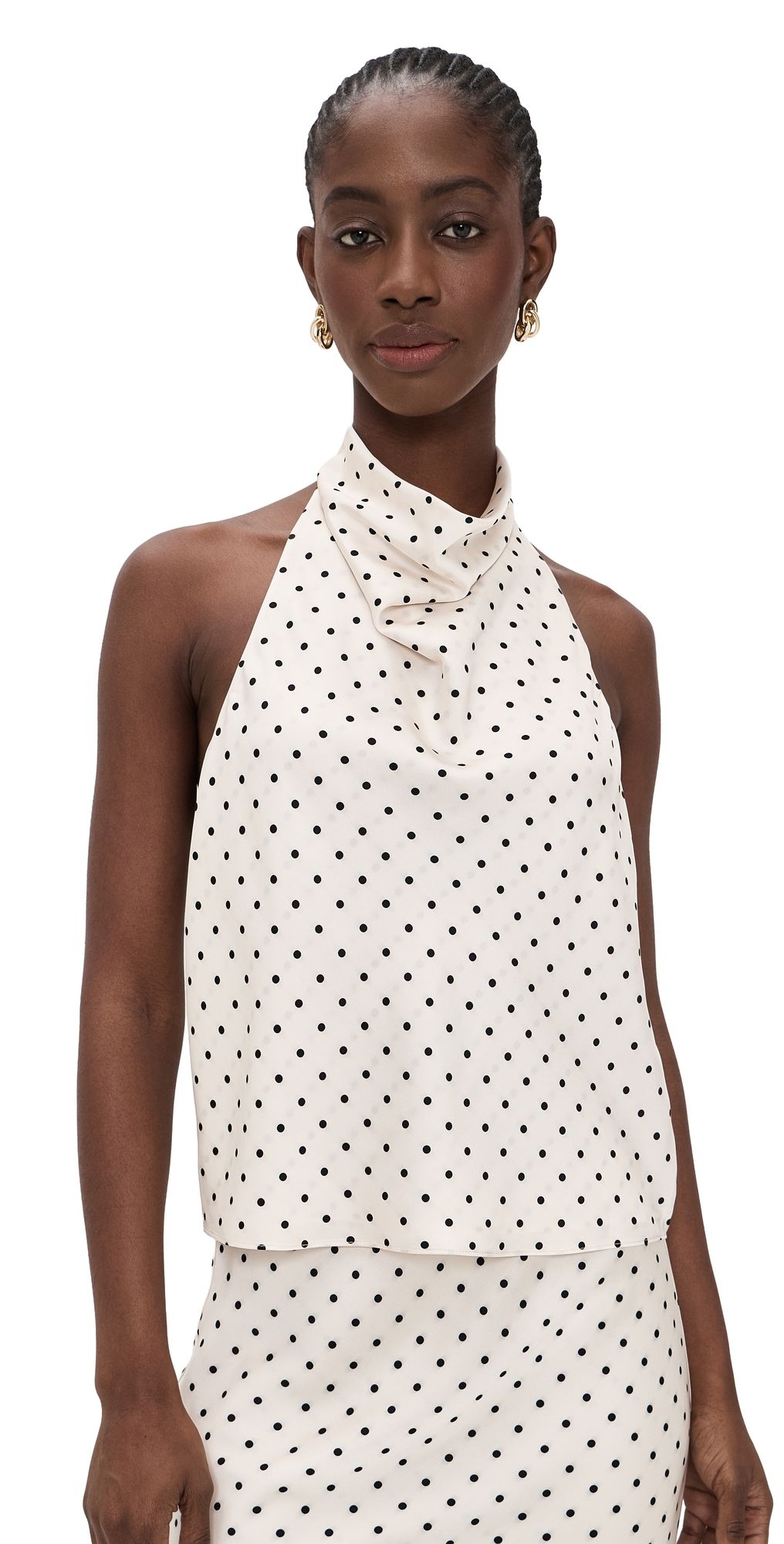 Joe's Jeans The Ines Draped Halter Top Ecru Polka Dot M
