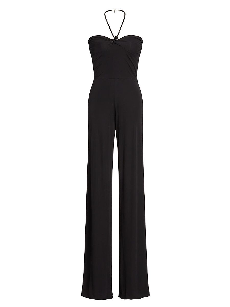 Women's Stretch Jersey Wide-Leg Jumpsuit - Black - Size Small