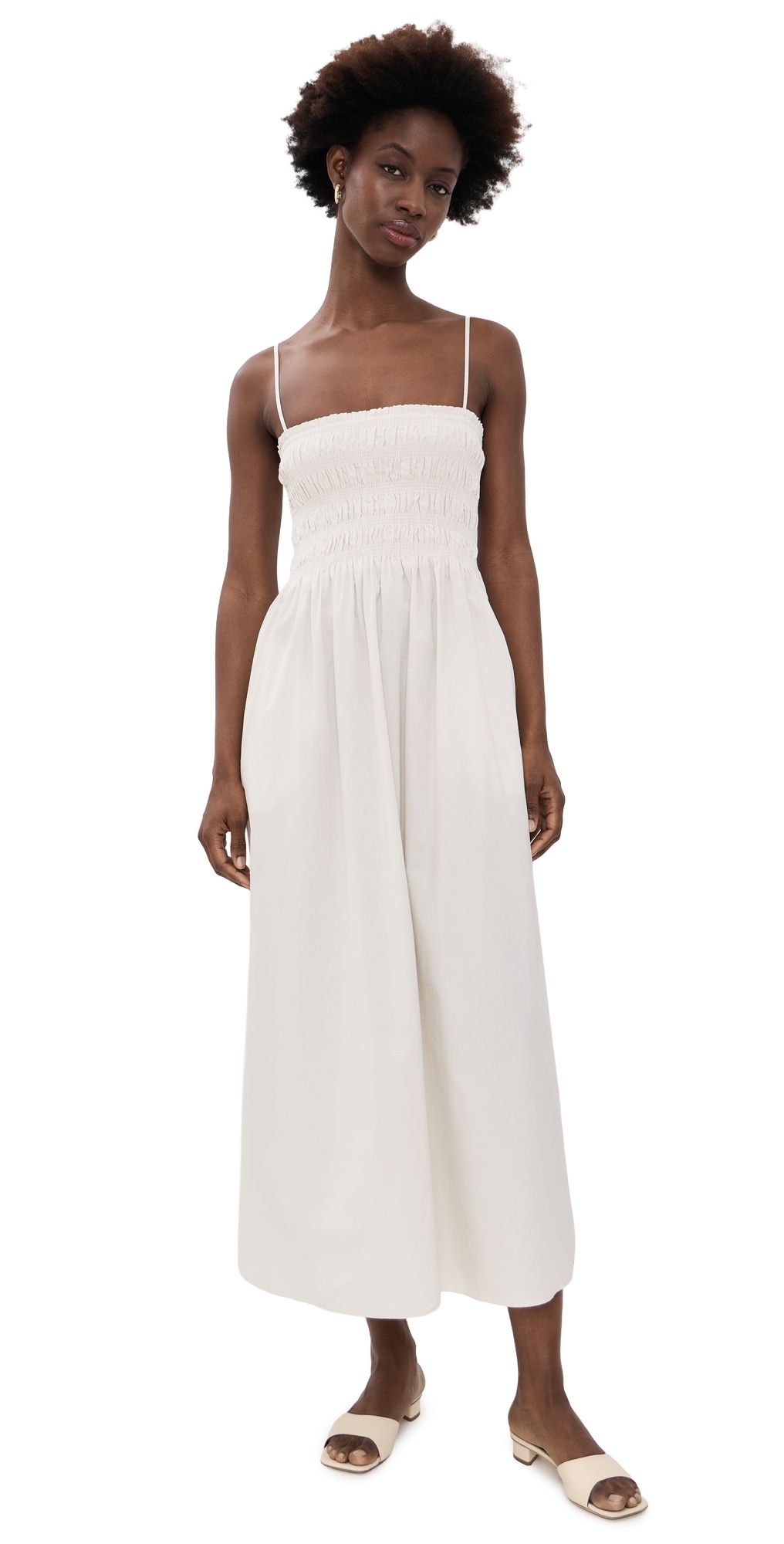 Pistola Bianca Shirred Bodice Dress Soft White L
