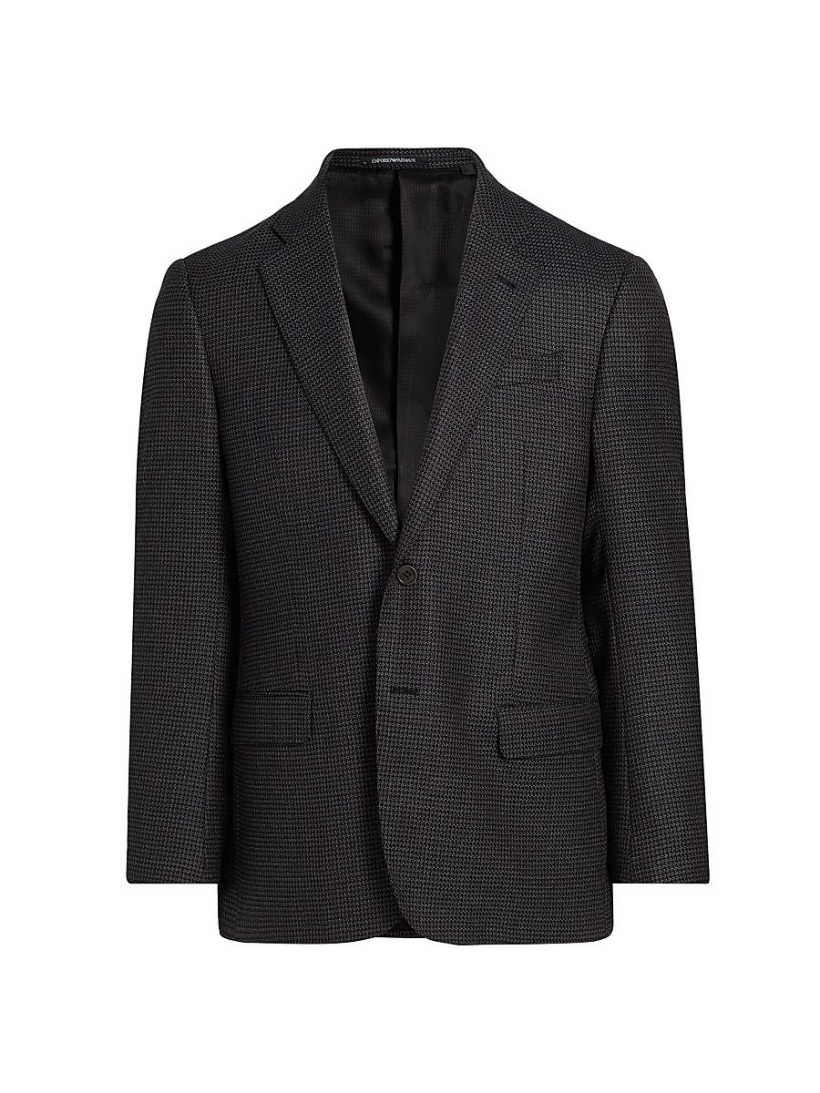 Men's Micro Pattern Wool-Cashmere Sport Coat - Brown - Size 46