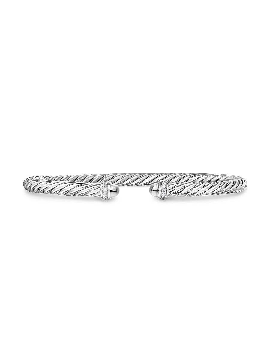 Women's Cablespira Flex Bracelet in Sterling Silver - Diamond - Size Medium