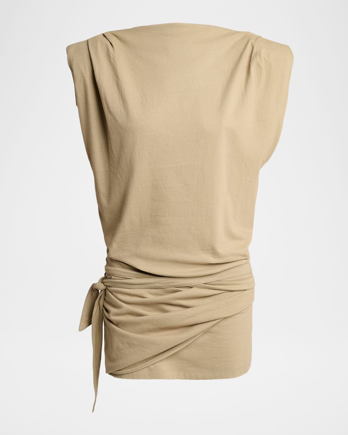 Marielle Strong-Shoulder Wrap Mini Dress