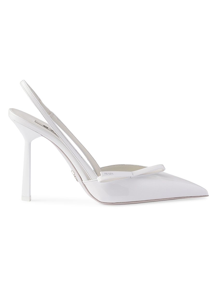 Women's Patent Leather Slingback Pumps - White - Size 12