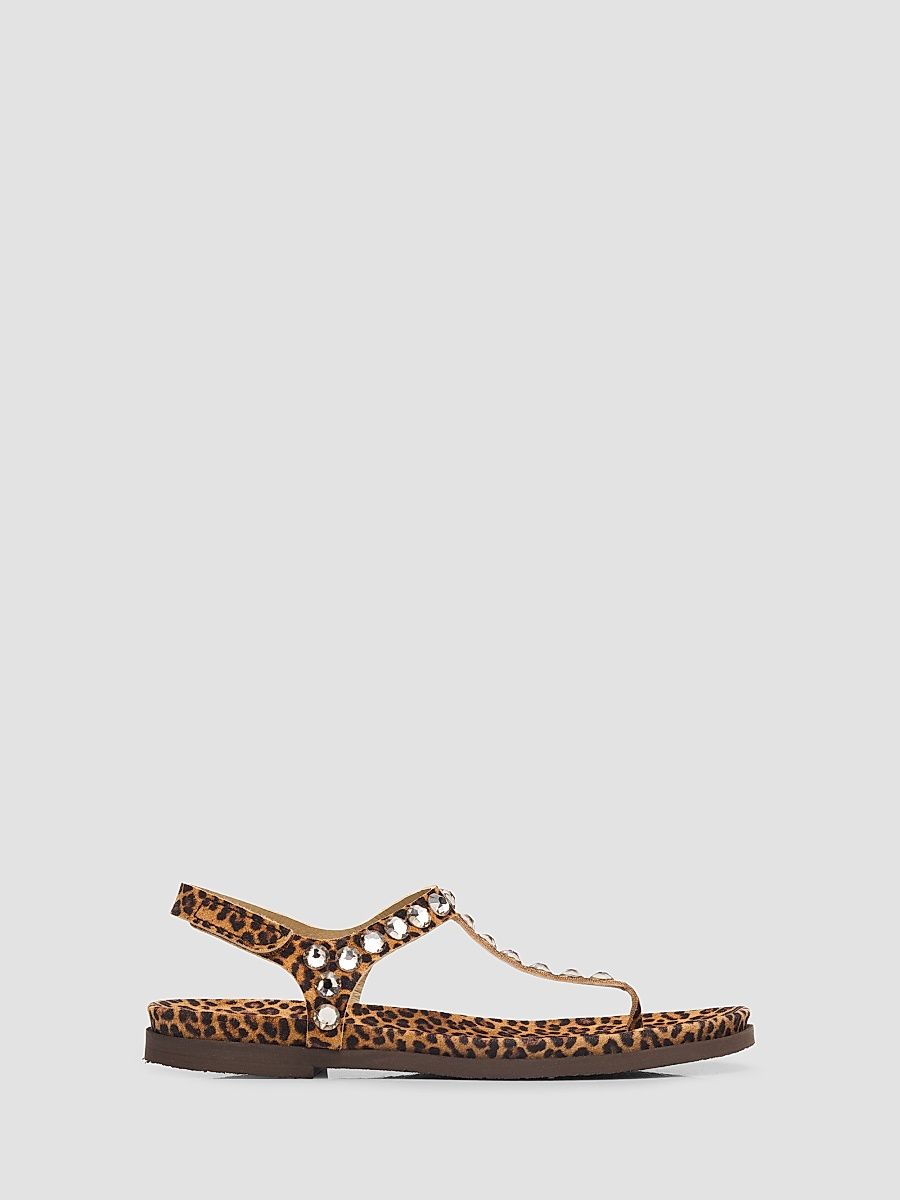 Women's Judith Embellished Suede T-Strap Sandals - Camel Castoro Greige - Size 11