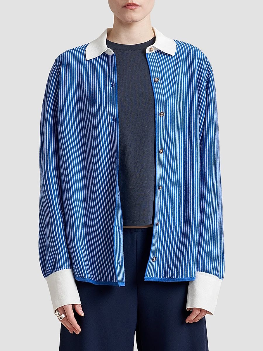 Women's Casper Shirt - Ivory Cobalt - Size XL