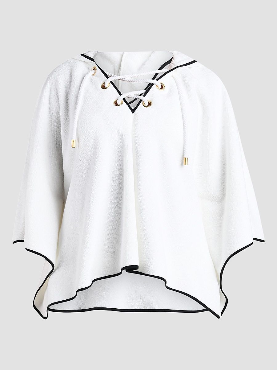 Women's Fine Line Demeter Poncho - White - Size Large