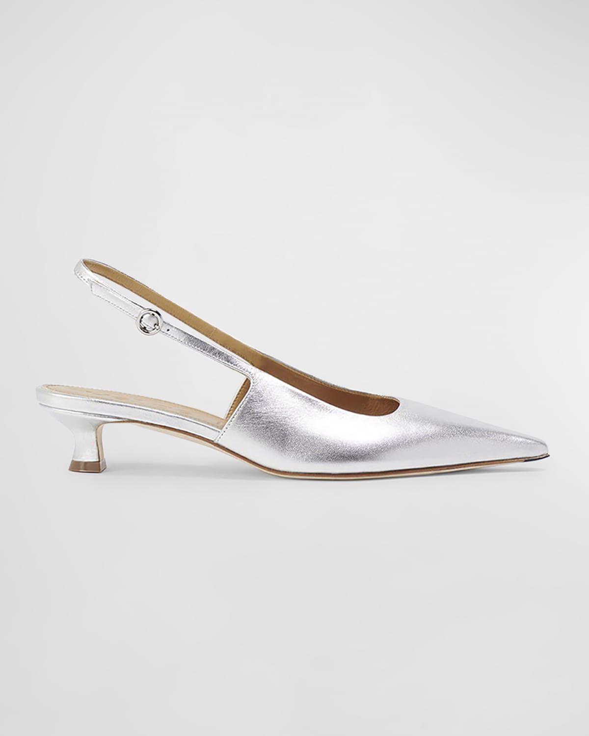 Catrina Leather Kitten-Heel Slingback Pumps