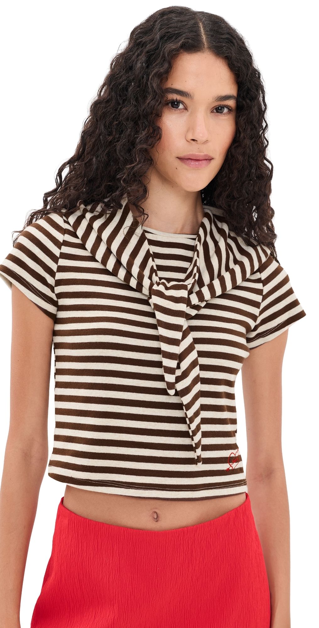 Lisa Says Gah Jude Handkerchief Top Chocolate Stripe M