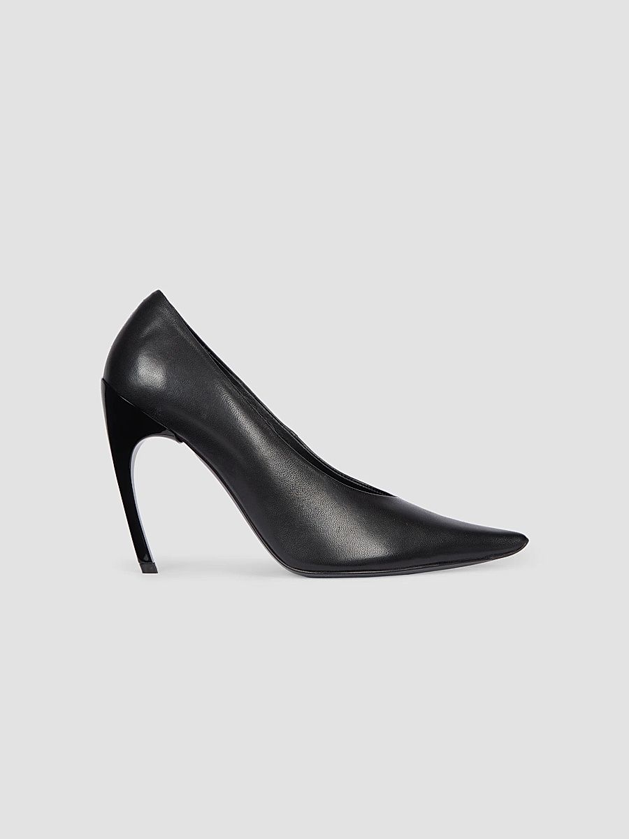 Women's Choc Decollette 100MM Leather Curved-Heel Pumps - Nero - Size 7.5
