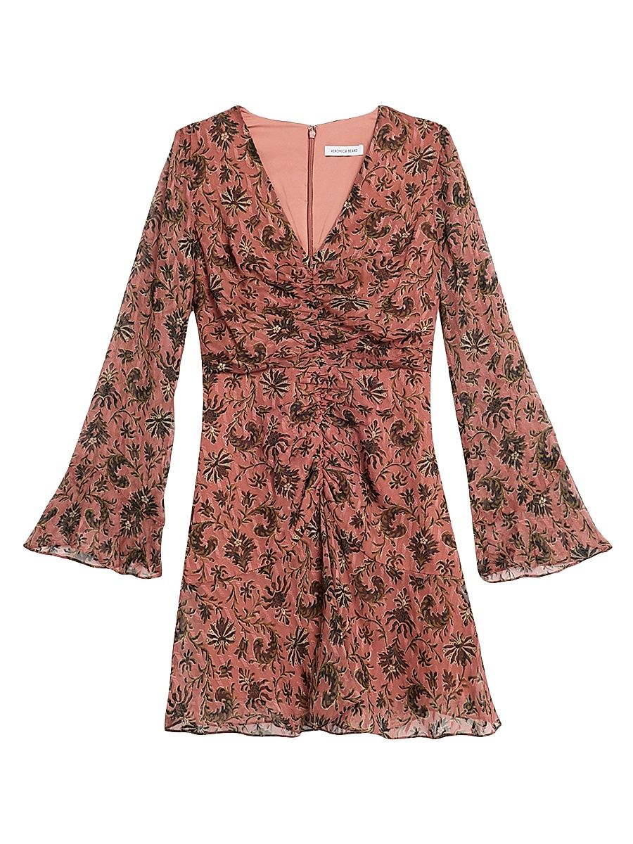 Women's Beaty Long-Sleeve Ruched Minidress - Deep Rose - Size 12