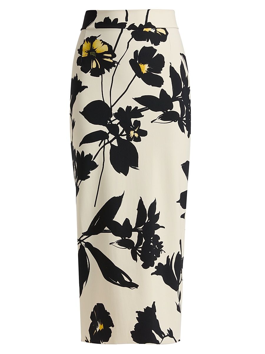 Women's Luminette Floral Jersey Midi-Skirt - Ava - Size 8
