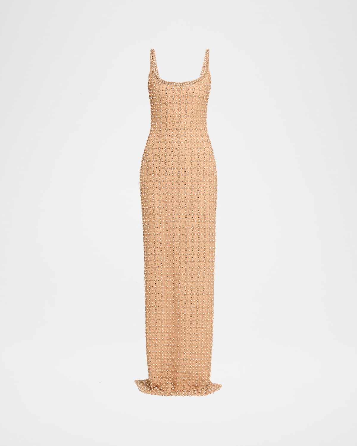 Crystal Embroidered Tulle Column Gown