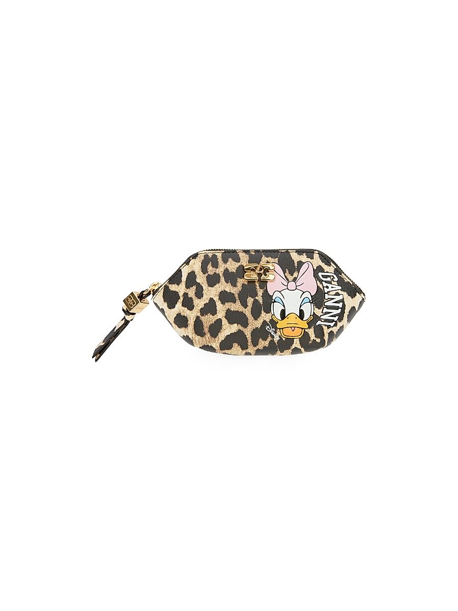 Women's Ganni x Disney Bou Leopard-Print Coin Purse - Almond Milk